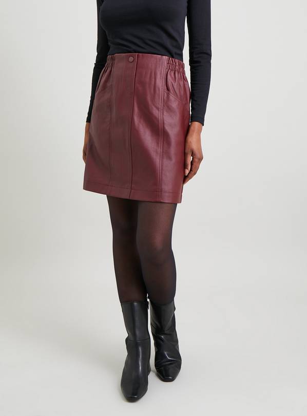 Faux leather burgundy on sale skirt